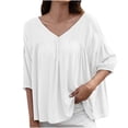 thumbnail image 1 of Camisas Para Mujer Cómodas Mangas Tres Cuartos Cuello en V Blusa Sólida Odeerbi ODB126436, 1 of 7