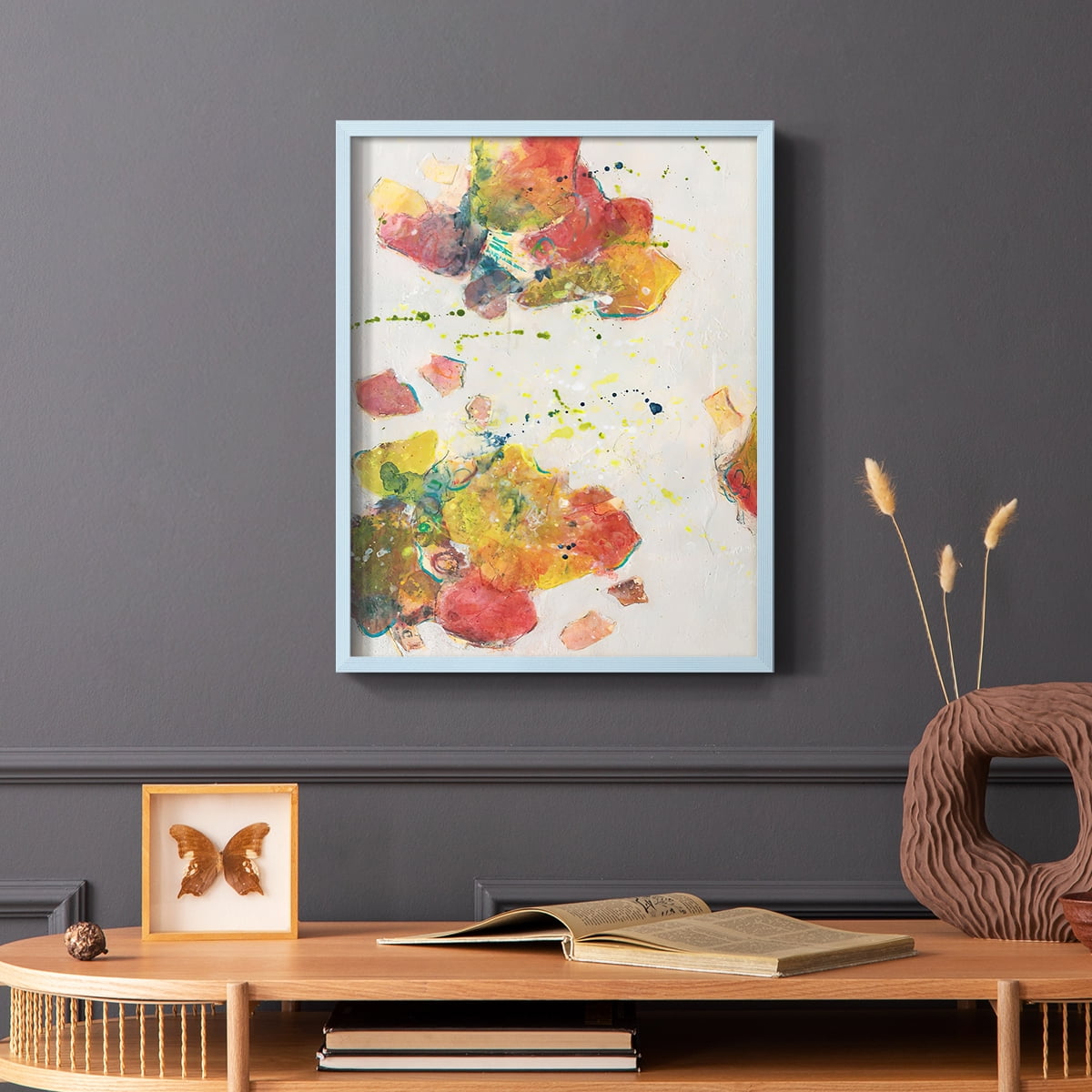 Attracting Love I Framed Print in Blue Solid Wood Framed Print No Nail Hanging