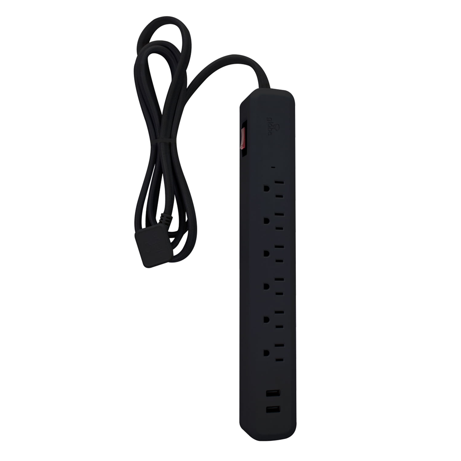 Globe Electric Designer Series 6ft 6Outlet Power Strip, 2X USB Ports (5V/3.1A), Surge Protector