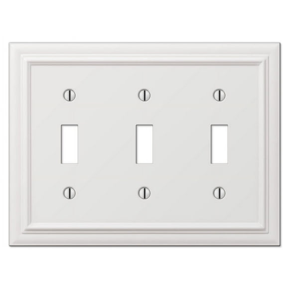 Amerelle 94TTTW Continental Wallplate, 3 Toggle, Cast Metal, White, 1-Pack