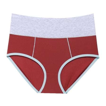 

Kddylitq Women s High Waisted Brief Underwear Breathable Underwear Soft Color Block Panties Red 2X