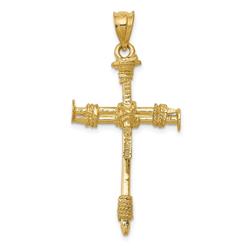 Finest Gold 14K Yellow Gold Polished Nail Cross Pendant
