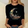 thumbnail image 2 of Zylarhe Womens T Shirts Women's 3/4 Sleeve Graphic T-Shirts 2024 Fashion Crew Neck Casual Tops Plus Size Comfortable Soft Stretch Tees, 2 of 5
