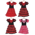 thumbnail image 2 of Vestido para niñas, hermoso disfraz de bailarina de Flamenco español, traje de baile para actuaciones de abril de Sevilla para niños, 2 of 5