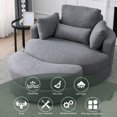 thumbnail image 2 of Accent Barrel Chair, Modern Swivel Sofa Chair Chaise Lounge with Storage Ottoman and Pillows, Linen Fabric Round Club Chair with Curved Backrest for Living Room Hotel, Dark Gary, 2 of 8