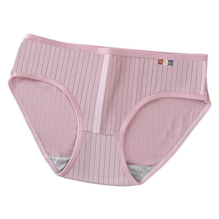 

huanledash Mid-rise Elastic Waistband Cotton Crotch Women Briefs Soft Solid Color Ribbed Panties