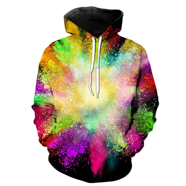 Sudaderas con capucha de primavera y otoño para hombre y mujer, suéter de manga larga con estampado 3D de salpicaduras de polvo, tie dye, para niño y niña