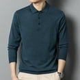 thumbnail image 3 of Men's Autumn Solid Polo Knit Slim Fit Casual Long Sleeve Wool Sweater, 3 of 14