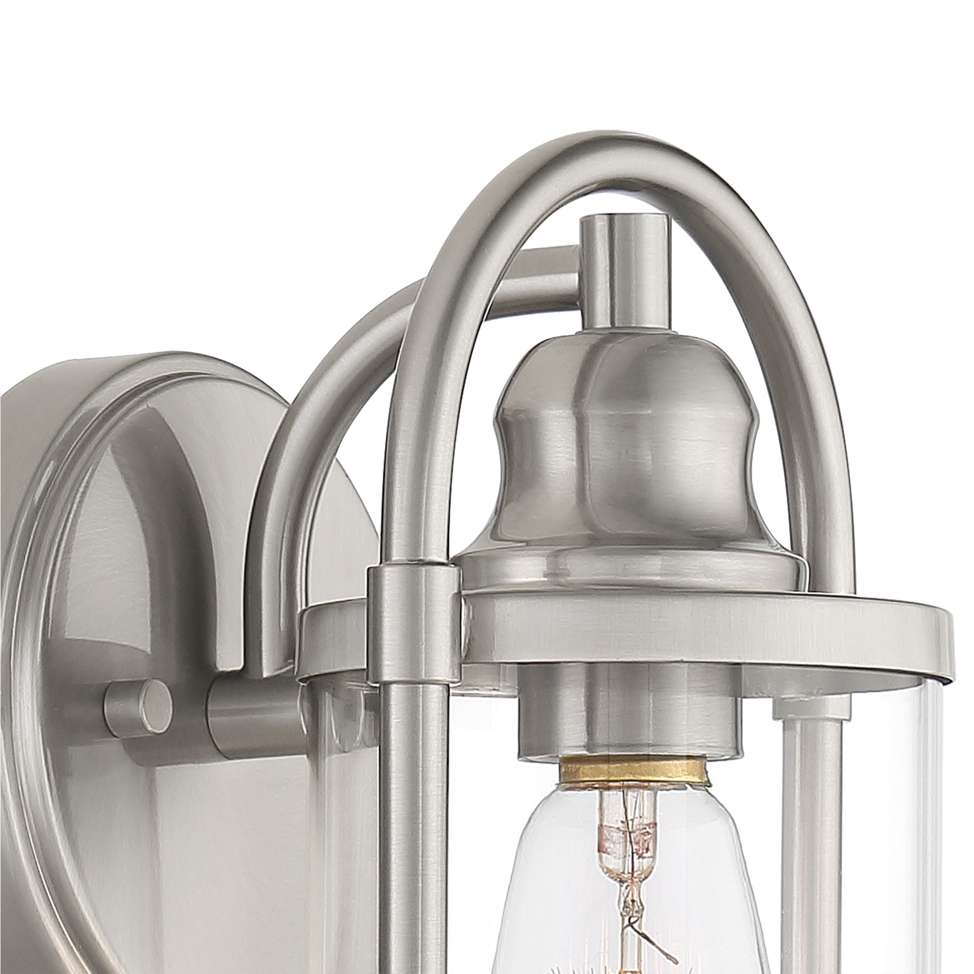 John Timberland Rustic Farmhouse Outdoor Wall Light Fixtures Set of 2 Brushed Nickel 10 1/4" Clear Glass for Exterior Barn Deck House Porch Yard Patio