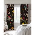 thumbnail image 3 of Yellow Red Mushrooms Blackout Curtains 45 Inches Long for Bedroom, Black Forest Botanical Vintage Thermal Insulated Room Darkening Black Out Window Curtain Panels Grommet Drapes for Living Room, 3 of 8