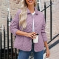 thumbnail image 4 of Women's Winter Quilted Jacket Lightweight Long Sleeve Button Down Diamond Puffer Outerwear Coat with Pockets, 4 of 7