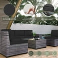 thumbnail image 6 of Gotland Outdoor Patio Furniture Set 7 Pieces Rattan Wicker Sectional Sofa with 43.3", Glass Black, 6 of 8