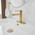 thumbnail image 6 of Widespread Waterfall Single Handle Wall Mounted Bathroom Faucet in Brushed Gold, 6 of 9