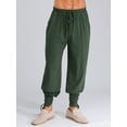 thumbnail image 5 of Sxiwei Men's Pirate Pants Medieval Renaissance Viking Lace Up Ankle Banded Pants Trousers Green XXL, 5 of 6