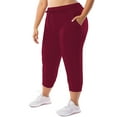 thumbnail image 2 of SHOWMALL Womens Plus Size Joggers Pants Casual Active Capri Sweatpants with Drawstring Pockets Burgundy 3X, 2 of 5