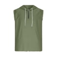 thumbnail image 3 of Linen Mens Hoodie Pullover Drawstring Quarter Zipper Sleeveless Vintage Tops T-Shirt Streetwear Fathers Gift, 3 of 6