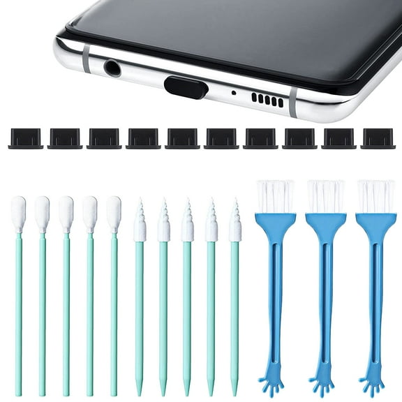 Kiplyki Metal Antidust Plugs Compatible For IPhone Included Phone Port Cleaning Brush Kit Cleaning Brush Tool
