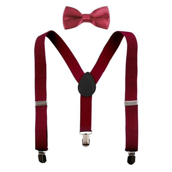 New Baby Toddler Kids Child Burgundy Suspenders Bow Tie USA SELLER