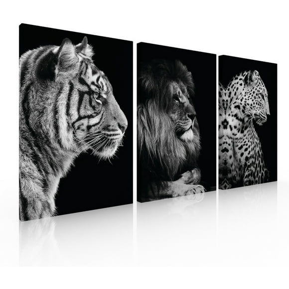 Set de 3 Cuadros Decorativos Modernos Felinos Ideas Creativas Cuadro sublimado en tela 40 cm x 60 cm