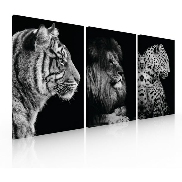 Set de 3 Cuadros Decorativos Modernos Felinos Ideas Creativas Cuadro sublimado en tela 40 cm x 60 cm