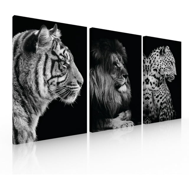 Set de 3 Cuadros Decorativos Modernos Felinos Ideas Creativas Cuadro sublimado en tela 40 cm x 60 cm