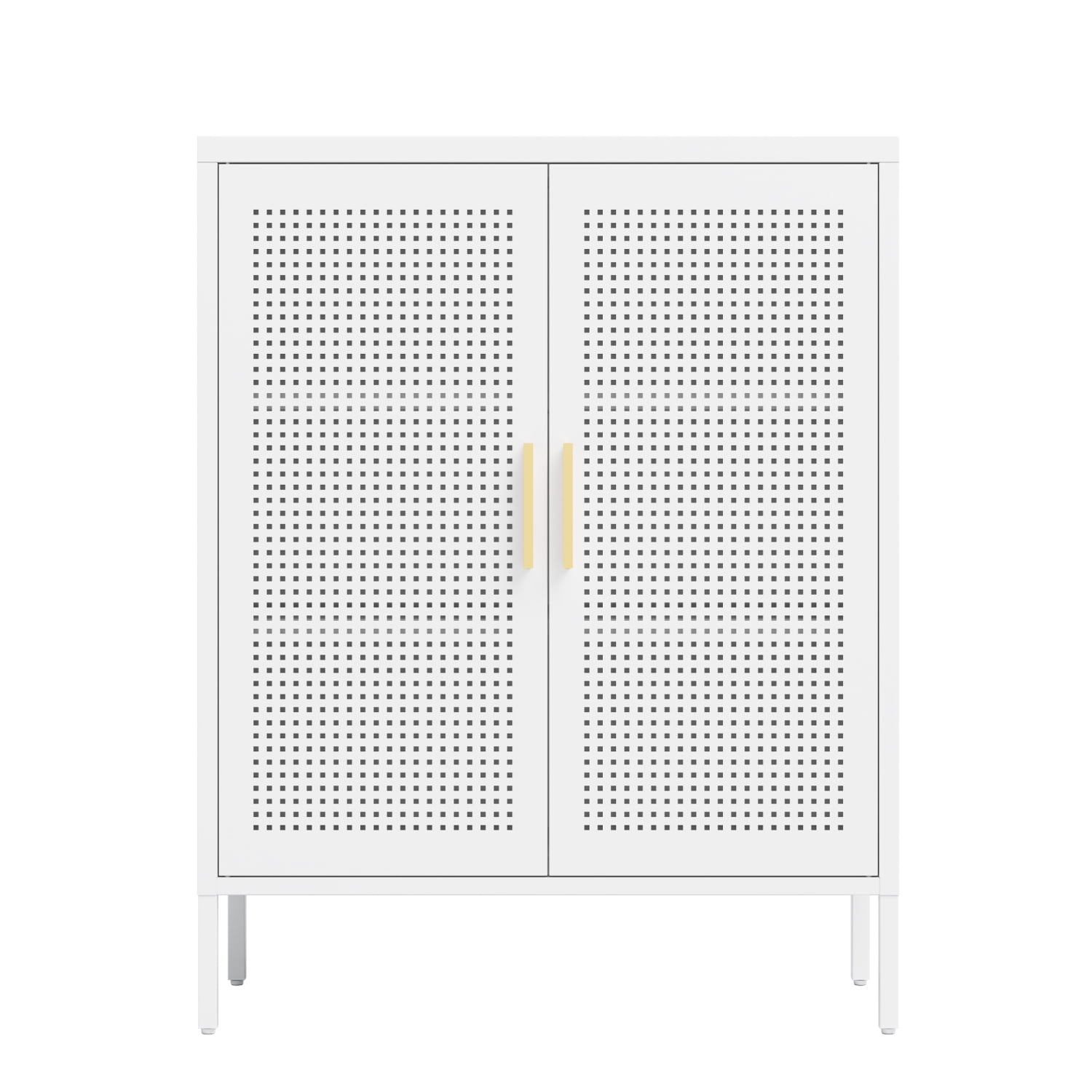 Lisonu Heavy-Duty Metal Garage Cabinet, Lockable Steel Storage with 2 Adjustable Shelves for Workshop & Utility Room, 180lb Shelf Capacity, White