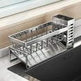 thumbnail image 4 of Kitchen Sink Organizer, Czzoypi Punch-Free Drainage Rack, Stainless Steel Sponge Soap Brush Holder with Towel Rod Detachable Cylinder, 4 of 6
