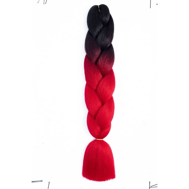 Xiao Hua Extensiones de cabello trenzado para mujeres, 3 paquetes de 100 g/paquete, 24 pulgadas, cabello trenzado sintético de alta temperatura para trenzas de crochet retorcidas, de negro a rojo.
