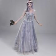 Fesfesfes Women Dress Solid Color Halloween Dress Adult Cosplay Gothic Bride Dress Evenig Gowns Party Dress