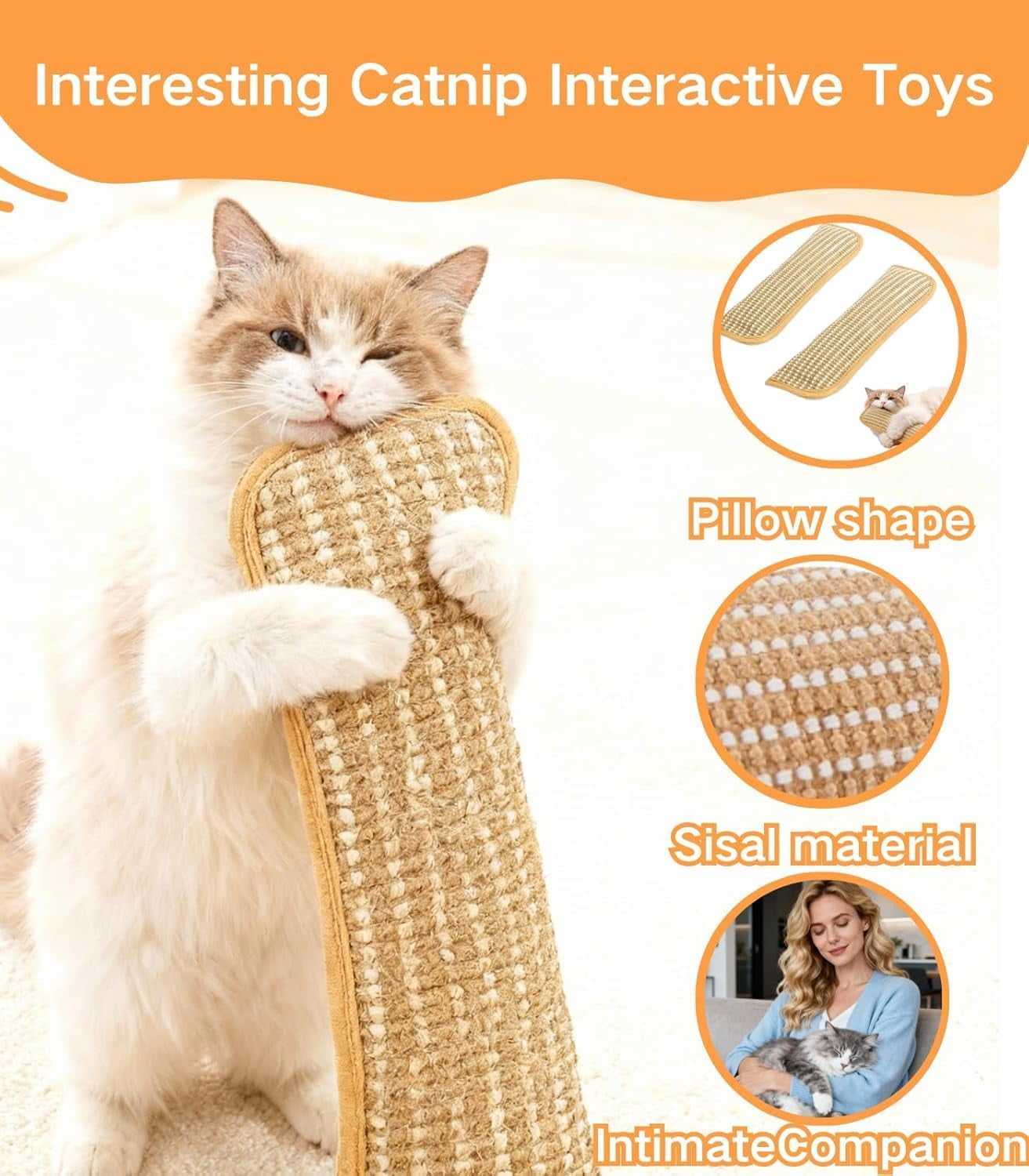 2/3 PCS Catnip Kicker Pillow (S/M), Wear-Resistant and Does Not Shed Shavings, Self-Entertainment Pillow, Interactive Cat Nip Kicker Toys for Anxiety Relief