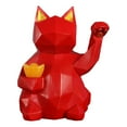 thumbnail image 1 of Estatua de Gato Geométrica Zulema Figura Gato de la Suerte Rojo, 1 of 5