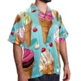 thumbnail image 2 of Ice Cream Men's Casual Printed Button Down Short Sleeve Poplin Hawaiian Beach Shirt with Spread Collar Tops, 2 of 6