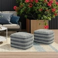 thumbnail image 2 of Simpli Home Corrie 18" Wide Boho Square Pouf in Navy & White Woven PET Polyester, 2 of 7