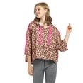 thumbnail image 2 of Women’s Crop Top Hoodie Sweatshirt Oversized Casual 3/4 Sleeve One Size Cheetah, 2 of 7