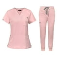 thumbnail image 3 of Ensemble d'Uniformes Infirmiers Blouse et Pantalon pour Toilettage d'Animaux SPA Salon de Beauté Rose m, 3 of 8