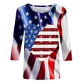 thumbnail image 4 of GaThRRgYP Going Out Tops for Women,Plus Size Womens Tunic Tops Short Sleeve,Women's Fashion Printed T-shirt Mid-length 3/4 Sleeves Blouse Round Neck Casual Tops Dark Blue XXL, 4 of 5