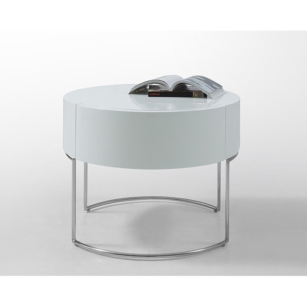 Homeroots Office Modern White Lacquer Round Nightstand Com Homeroots Office Modern White Lacquer, Small White Round Nightstand