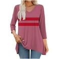 thumbnail image 6 of 2025 Fashion Dressy Women's Long Length Blouses Printed Shirt V-neck Fashionable Casual Loose Fit 3/4 sleeve T-shirt top Wear with Leggings Swing, 6 of 6