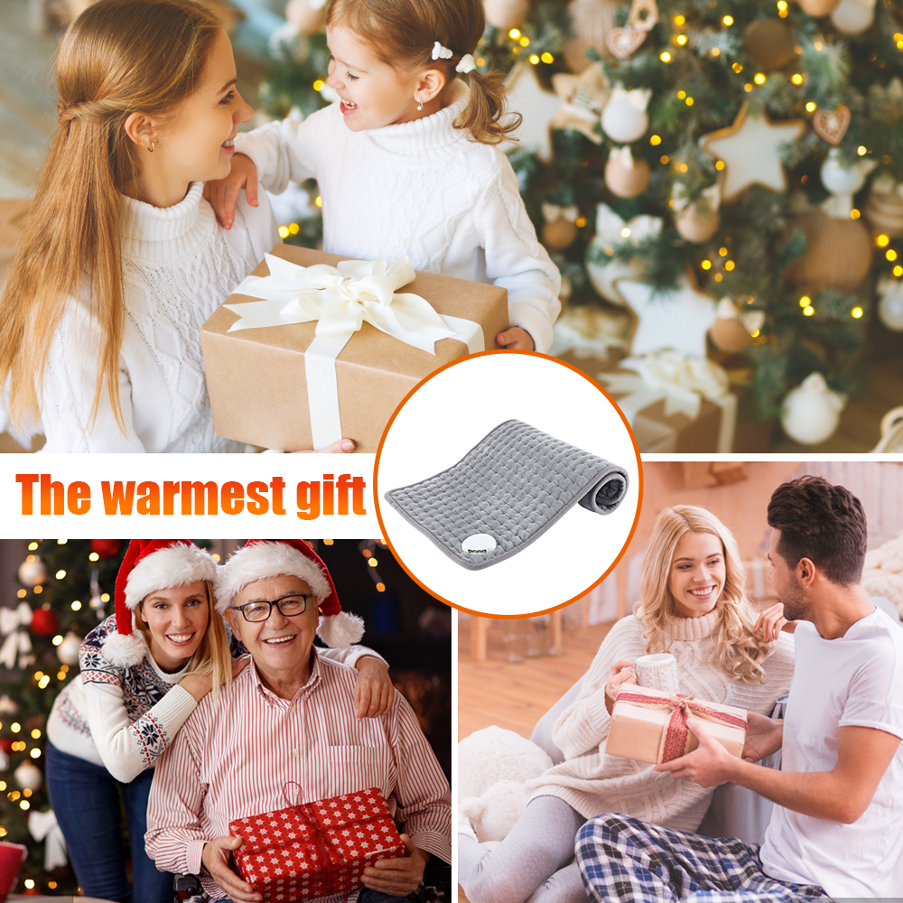 Electric Heating Pad for Back/Shoulder/Neck/Knee/Leg Pain,Cramps and Arthritis Relief,3 Fast Heating Settings, Auto-Off,Machine Washable,Joints Pain Relief(Gray)