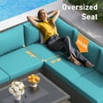 thumbnail image 3 of RADIATA 7-Piece Patio Furniture Set with Fire Pit Table, Outdoor Sectional with Fire Pit Table, Patio Couch Set with Fire Pit Table, Patio Furniture Set Outdoor Sectionals,Gray/Green, 3 of 9