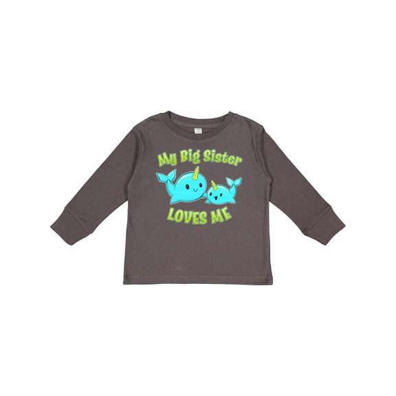 Inktastic My Sister loves me- cute narwhal Boys or Girls Long Sleeve Toddler T-Shirt