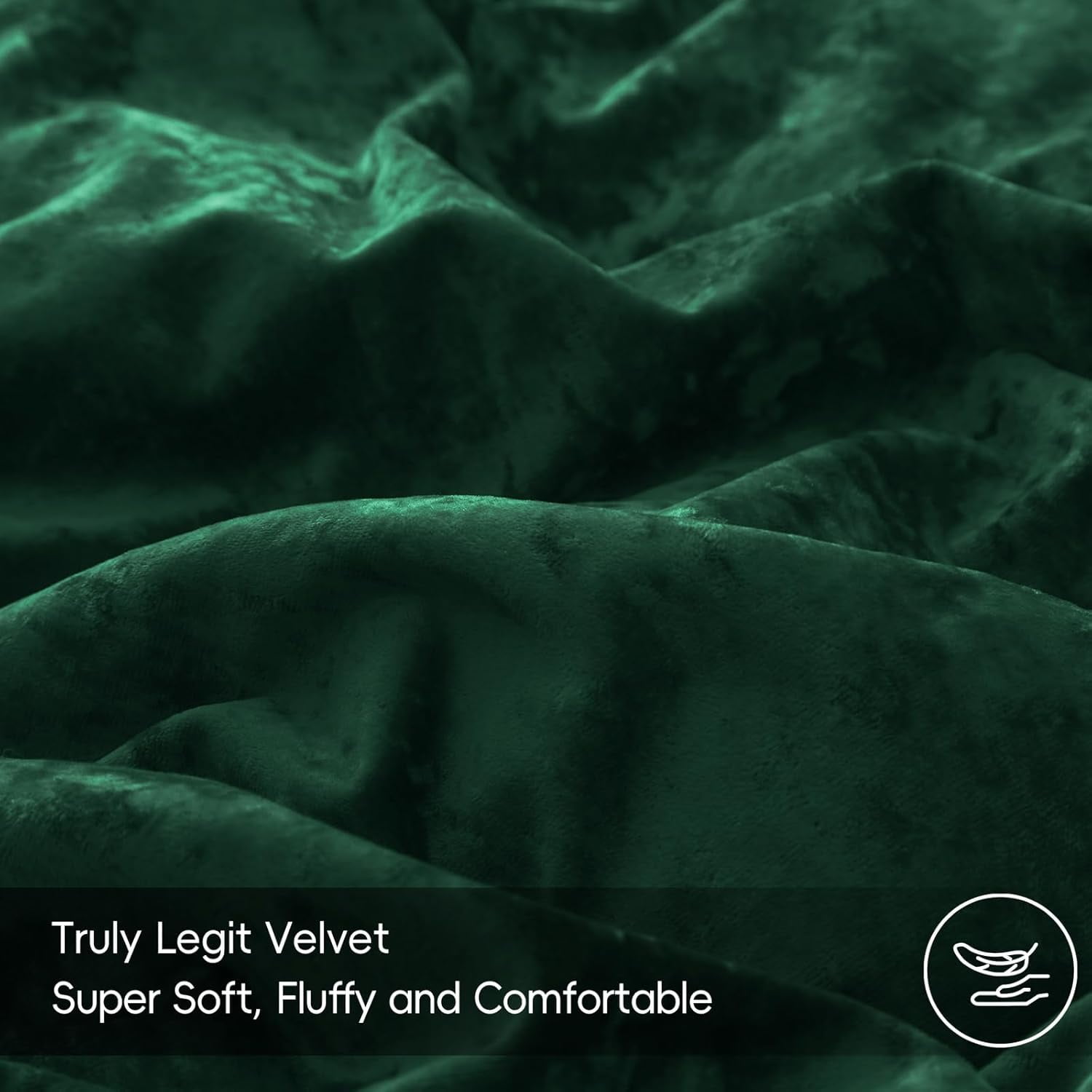 PHF Truly Velvet Duvet Cover Set Queen Size, 3 Pieces Luxury Ultra Soft Comforter Cover Set, Warm Flannel Duvet Cover with 2 Pillow Shams Bedding Collection, 90"x90", Emerald green (No Insert)