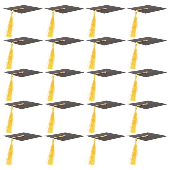 Hemobllo 20Pcs Graduation Cap Cake Toppers Black Doctoral Grad Hat Party Decorations
