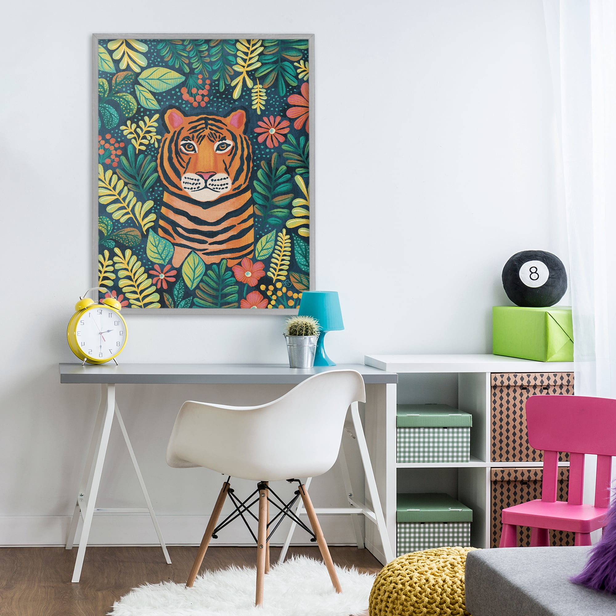 Stupell Industries Exotic Leaf Pattern Tiger Gray Framed Giclee Art, design by Lisa R Dumm