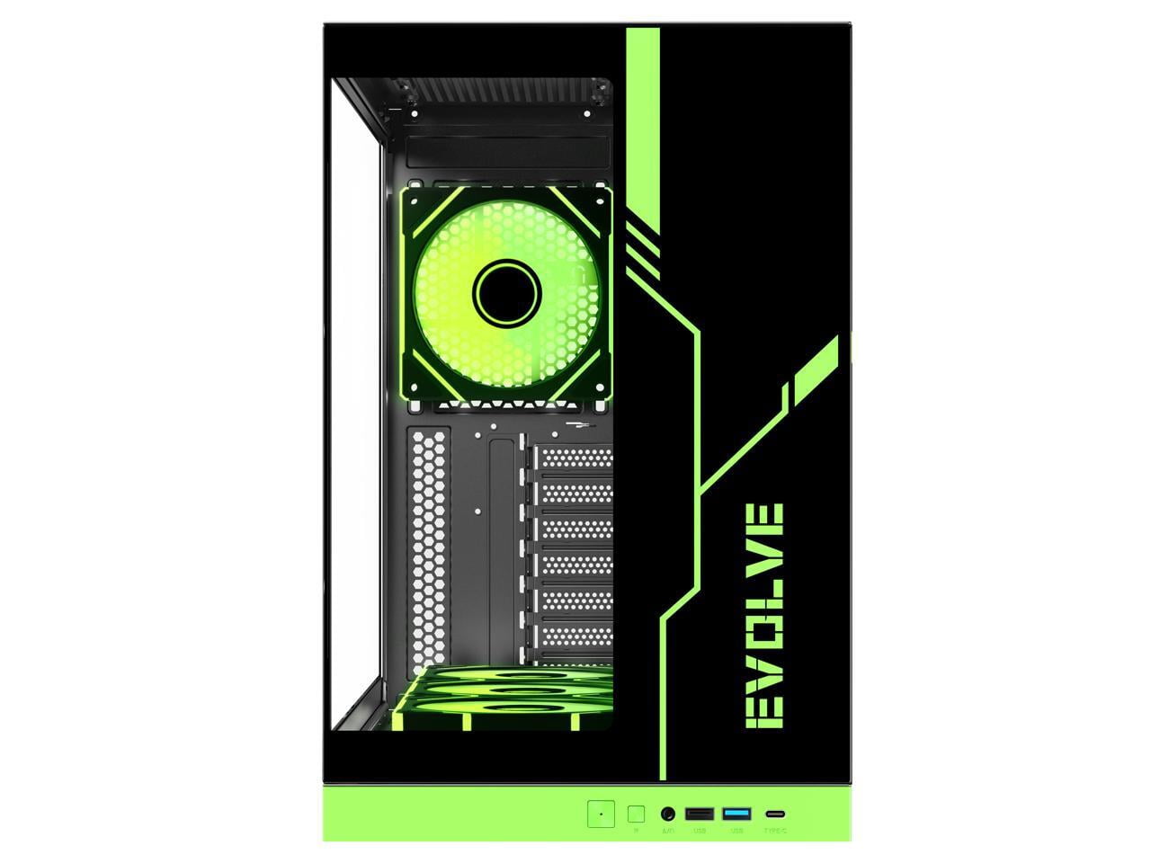 DIYPC IDX8-BK-ARGB Black USB3.0/ Type C Tempered Glass ATX Gaming Computer Case w/ Dual Tempered Glass Panel and 4 x ARGB PWM Fans (Pre-Installed)