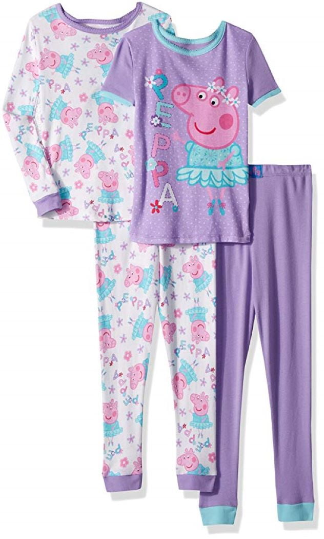 Peppa Pig Peppa Pig Toddler Girls' 4 Piece Cotton Pajama Set (4T