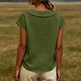 thumbnail image 4 of GUACER Short Sleeve Linen Cotton Tops for Women Peter Pan Collar Casual Button Placket Blouses Summer Shirts, 4 of 9