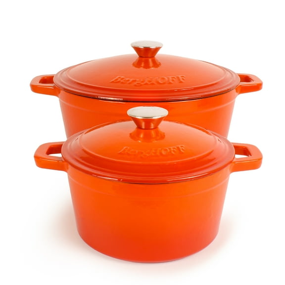 BergHOFF Neo 4pc Cast Iron Cookware Set, 3qt. & 7qt., Orange