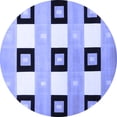 thumbnail image 1 of Ahgly Company Machine Washable Indoor Round Checkered Blue Modern Area Rugs, 4' Round, 1 of 4