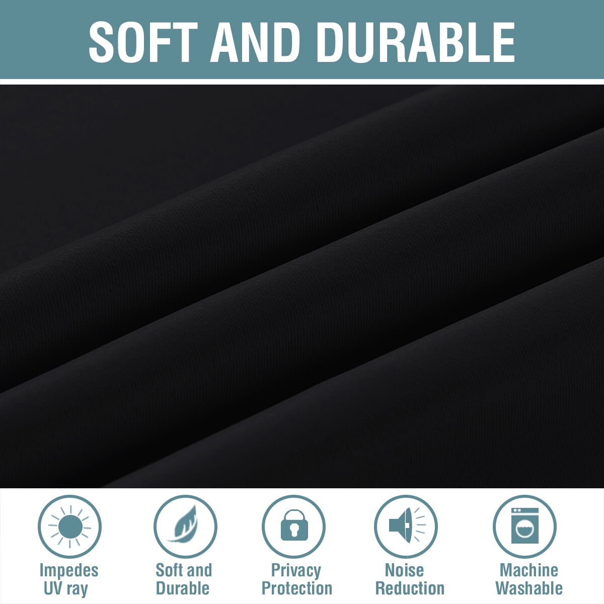 H.VERSAILTEX Black Blackout Curtains for Bedroom - Noise Reducing Thermal Insulated Solid Grommet Black Out Curtains/Panels/Drapes for Living Room